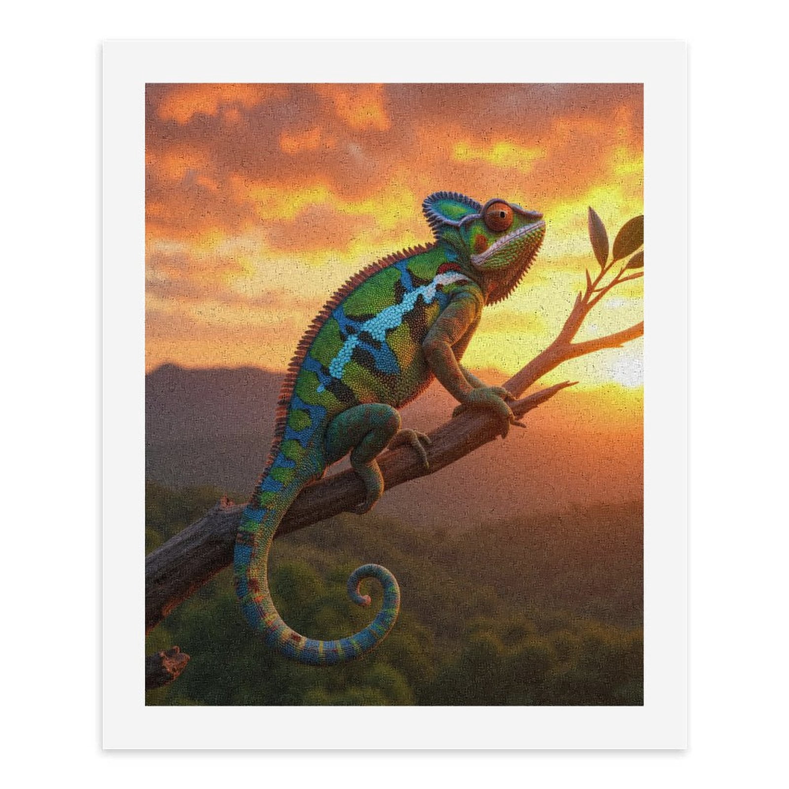 Paint by Numbers Kit for Adults, Colorful Chameleon Sunset Perch Paint by Numbers, Easy Paint by Numbers Kit for Adults Beginner, DIY Adult Paint by Number Kits on Canvas, Home Decor