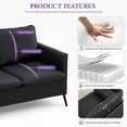 thumbnail image 4 of LAZZO 46" Faux Leather Loveseat Sofa, Mid-Century Modern 2-Seater Couch with 2 Pillows for Small Spaces Living Room Bedroom Office, Black, 4 of 7