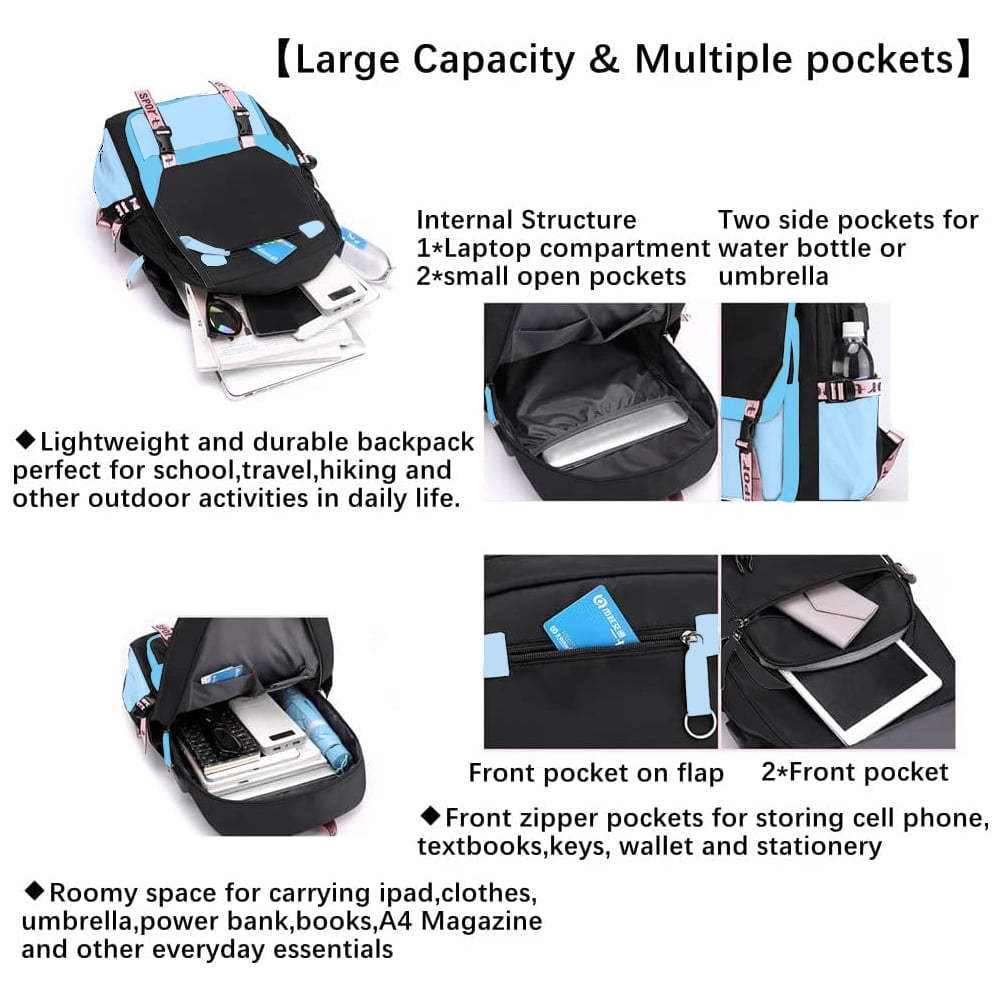 SANMADROLA School Backpack Bookbag, Heavy Duty Backpack 21L Schoolbag Bookbag with USB Charge Port