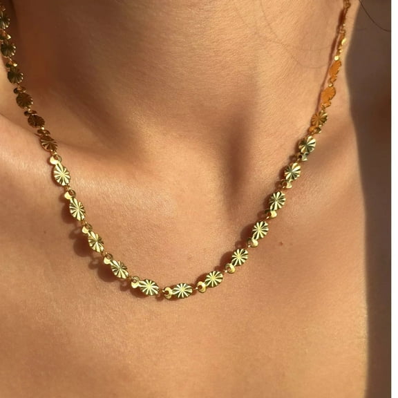 LAPRECIEUZ DE ARTHES JEWELRY 18K Yellow Gold Filled Minimalist Station Necklace for women - Tarnish Resistant and Hypoallergenic - Confortable Fit 20"