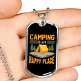 thumbnail image 2 of Camper Collier Camping Mon Heureux Lieu Collier en Acier Inoxydable Ou 18k or Chien Tag 24" Chaîne, 2 of 8