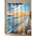thumbnail image 4 of Fsddascl Sunset Beach Shower Curtain Set - Small 36" x 72" Washable Bathtub Curtain with 12 Hooks, Spray Ocean Waves Sky Nature Scenery Waterproof Fabric Stall Shower Curtains for Bathroom/Bathtub, 4 of 6