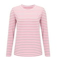 thumbnail image 4 of Tittly T Shirts for Women Graphic Tees Women's Casual Striped Long Sleeve Tops Crew Neck Knit Ribbed Basic T Shirts Womens Long Sleeve Tops Tshirts Shirts Pink M, 4 of 6