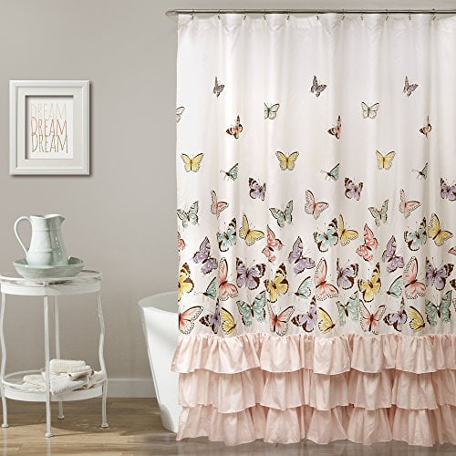 Lush Decor Pink Flutter Erfly, Ruffled Shower Curtain Bed Bath And Beyond