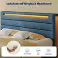 thumbnail image 5 of Greenstell Queen Size Bed Frame with Upholstered Storage Headboard and LED Light, Bed Platform with Charging Station, USB Ports, Under-bed Storage, Blue, 5 of 8