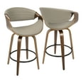 thumbnail image 2 of Symphony Mid-Century Modern Counter Stool in Walnut and Grey Faux Leather by LumiSource - Set of 2, 2 of 7