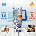 thumbnail image 4 of 40 Oz Blue Leaves Tumbler with Handle and Straw,Double Wall Vacuum Reusable Stainless Steel Water Bottle Leak Proof Insulated Travel Mug Iced Coffee Cup, for Iced or Cold Beverages, 4 of 7