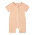 thumbnail image 2 of Hiijoy Girls Romper Solid Color Baby Zipper Short Sleeve Sleeper Jumpsuit Onesies, 2 of 4