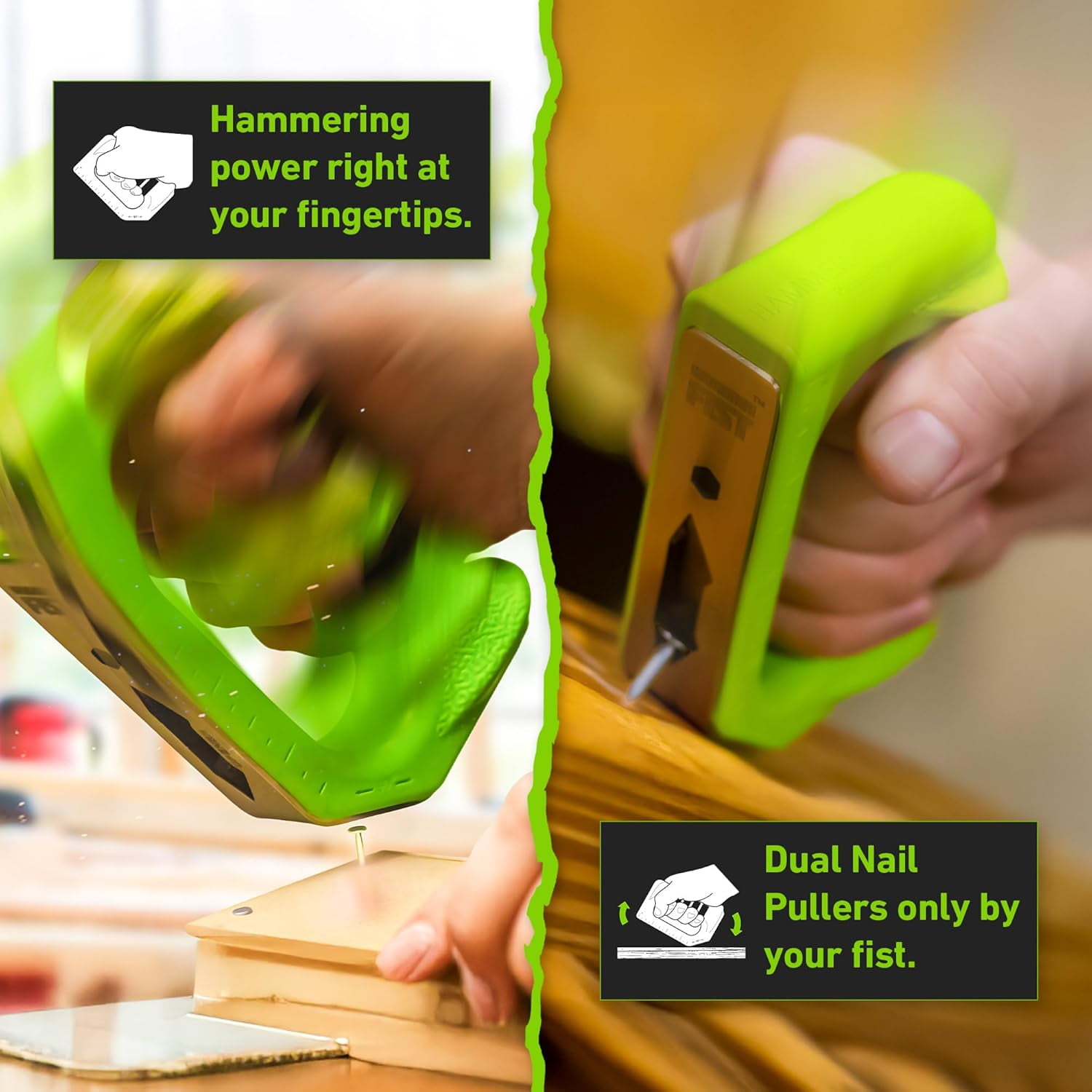 Hammer Fist Adaptive Multi Tool, Ergonomic & Lightweight Hammer with 3 Strike Angles, Built-in Hex Drive, Nail Puller, Bottle Opener & Ruler, Ideal for Tight Spaces, DIY Projects & Father’s Day Gifts