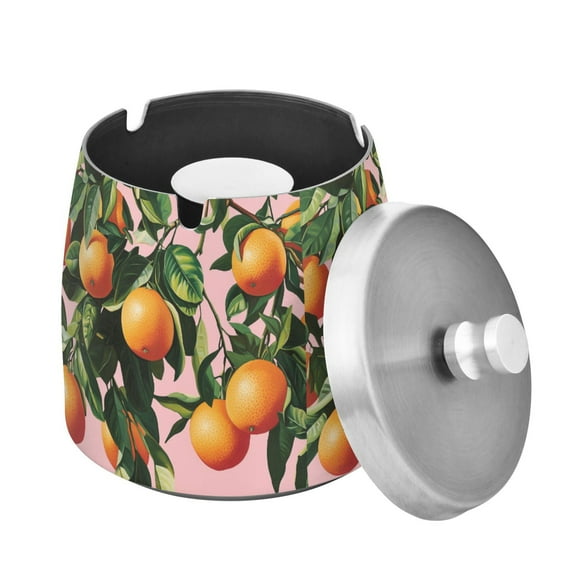 Yayeee Ashtray with Lid for Cigarette Smokeless Stainless Steel Home Ash Holder, Vibrant Oranges