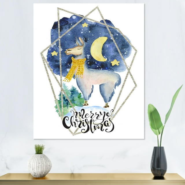 Designart Art Mural sur Toile de Noël Mignon Lama pour Enfants