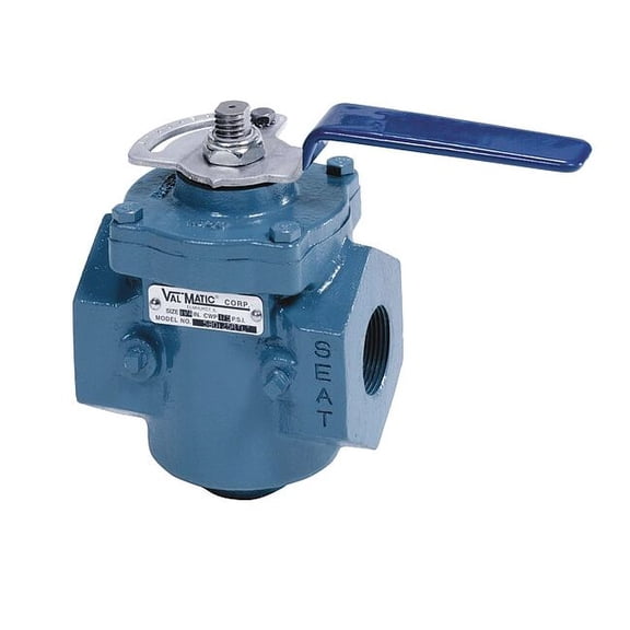 Val-Matic Plug Valve,2",Lever Operated,CI 58200T-CB5Y-L