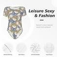 thumbnail image 6 of Daiia Cute Rabbit print Women's Crew Neck Short Sleeve Bodysuit Fashion Tops Fit Casual Basic Extender Bodysuit-Small, 6 of 9