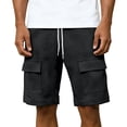thumbnail image 5 of Lovzfmll Casual Sports Elastic Waist Multi-Pocket Shorts for Men, Cargo Style Waffle Athletic Bermuda Shorts Black, L, 5 of 6