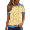 thumbnail image 4 of Levmjia Womens Tops Easter Printed Lapel Short Sleeve Round Neck Waffle Casual Blouse Summer Fashion Polyester Comfortable Loose Fit T Shirt, 4 of 6