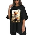 thumbnail image 4 of Plus Size Shirt for Women Black Tops for Women Short Sleeves Shirt for Women Fox T Shirt Crewneck Shirt for Women XS, 4 of 5