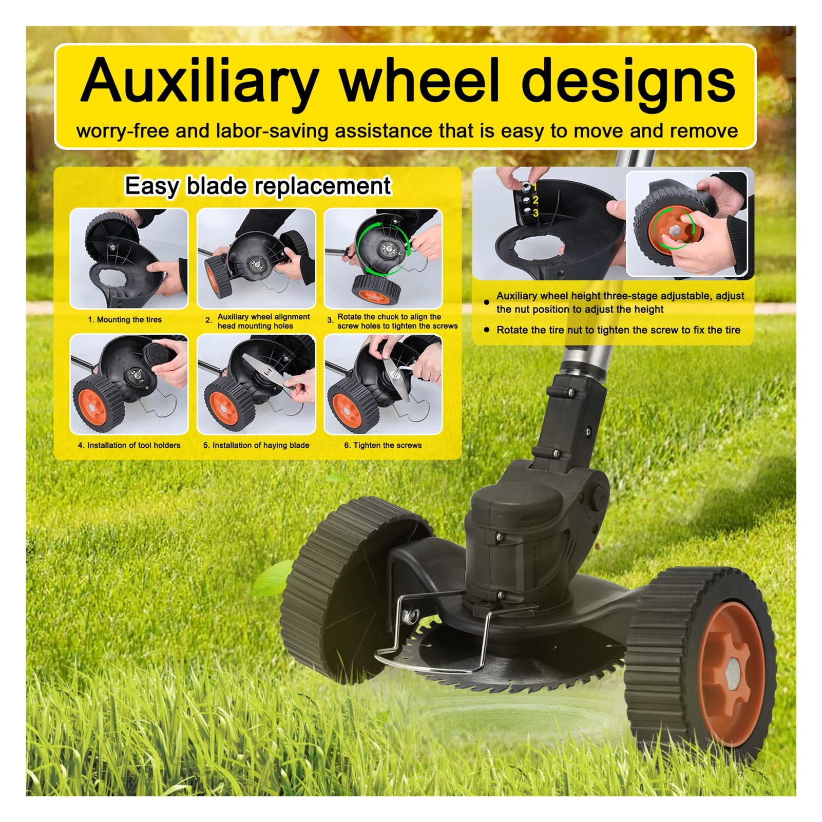 Gardening Tool And Equipment Household Electric Lawn Mower Cordless Rechargeable Lawn Trimmer Professional Electric Brush Cutter ,2 IN 1 Trimmer & Edger