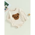 thumbnail image 3 of GXFC Infant Baby Girls Boys Fall Romper Sweatshirt Newborn Long Sleeve Bear Embroidery One Piece Jumpsuit Toddler Autumn Cute Bodysuit Clothes 0-24M, 3 of 9
