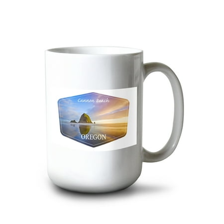

15 fl oz Ceramic Mug Cannon Beach Oregon Large Letter Scenes Dishwasher & Microwave Safe