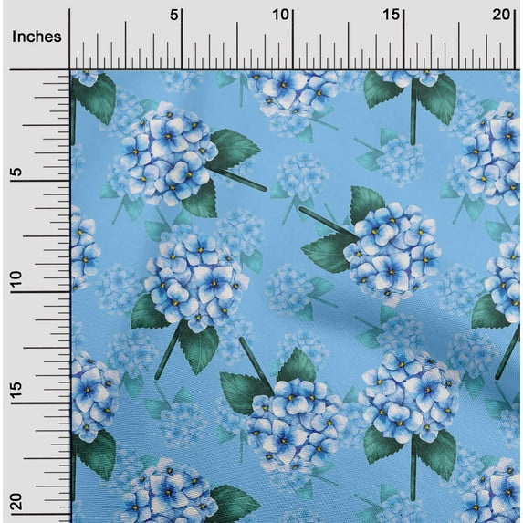 oneOone Polyester Spandex Medium Blue Fabric Florals Sewing Material Print Fabric By The Yard 56 Inch Wide-16A