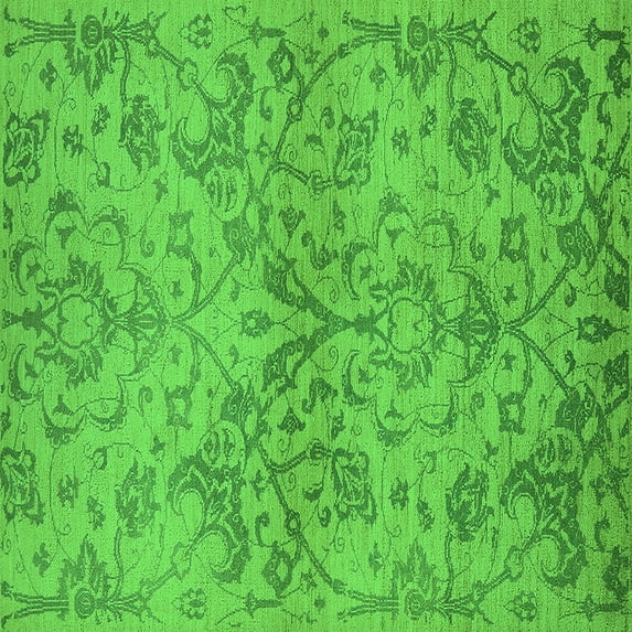 Ahgly Company Indoor Square Oriental Green Industrial Area Rugs, 5' Square