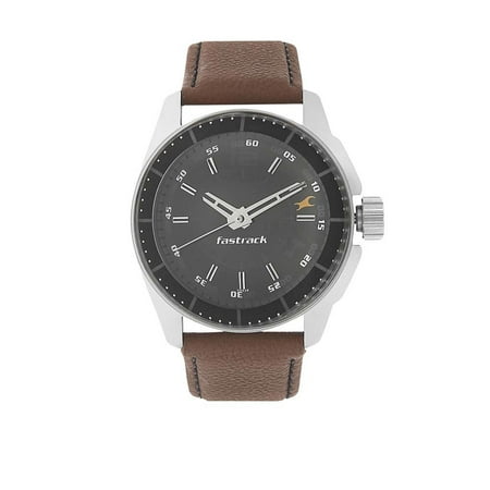 fastrack brown leather watch