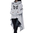 thumbnail image 2 of KHONTS Retro Long Hooded Sweatshirt for Women Graphic High Low Hem Gothic Hoodies Long Sleeve Oversized Pocket Tops Grey XXL, 2 of 6