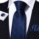 thumbnail image 3 of Set de Corbata Barry.Wang de Seda a Cuadros 150 cm con Pañuelo y Gemelos, 3 of 5