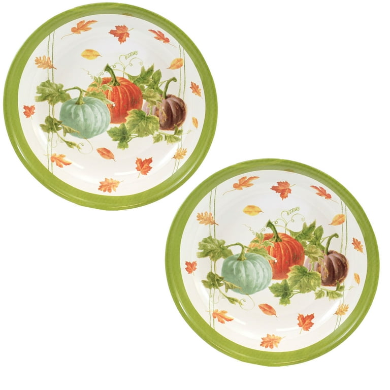 NEW- 2x Plastic Fall Harvest Autumn Food Storage Bowls/Containers