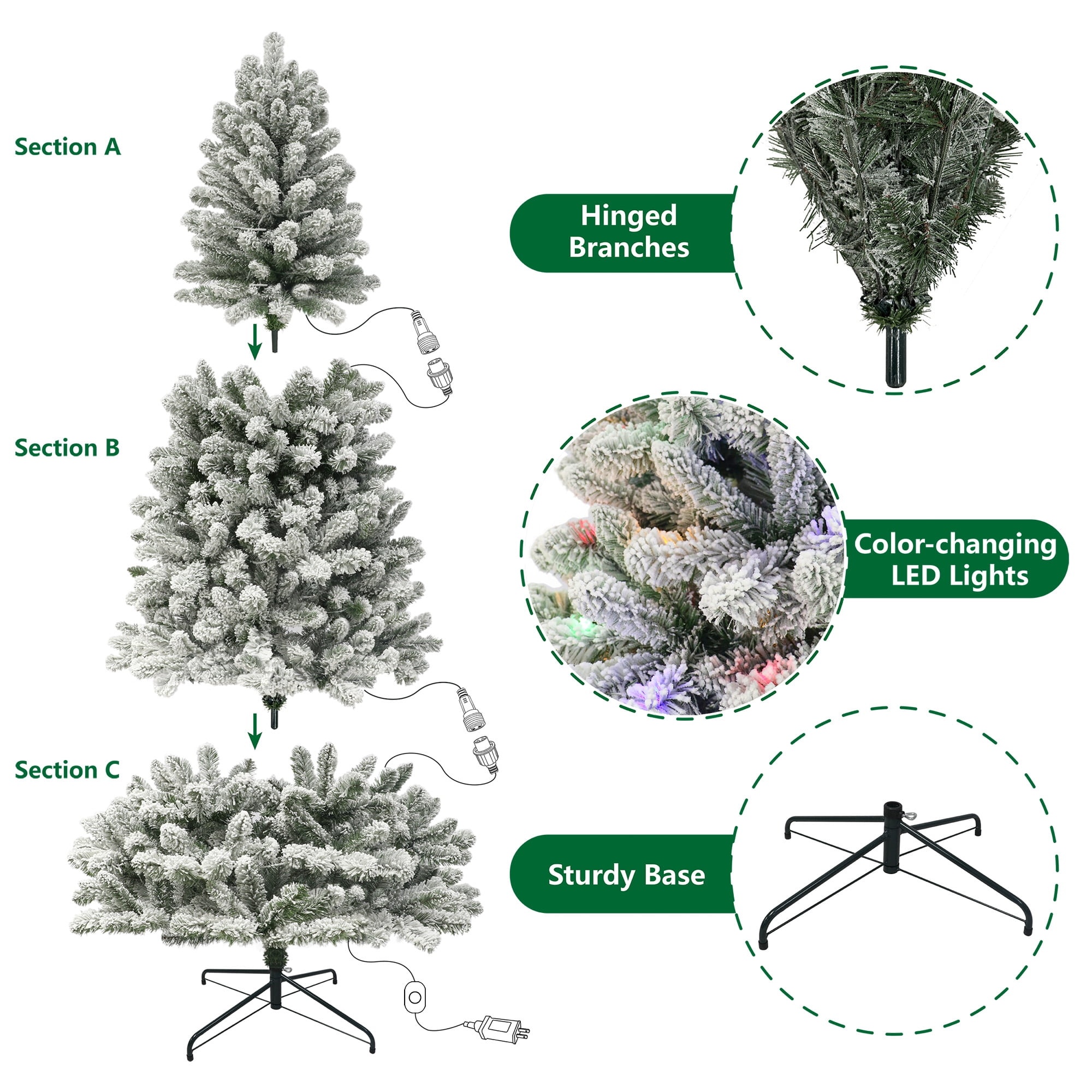 Holiday Time 6.5' Pre-Lit Frisco Pine Snow-Flocked Christmas Tree photo 3
