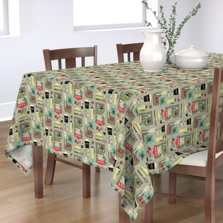

Cotton Sateen Tablecloth 70 Square - Kitchen Retro Food Coffee Mid Century Look Modern Print Custom Table Linens by Spoonflower
