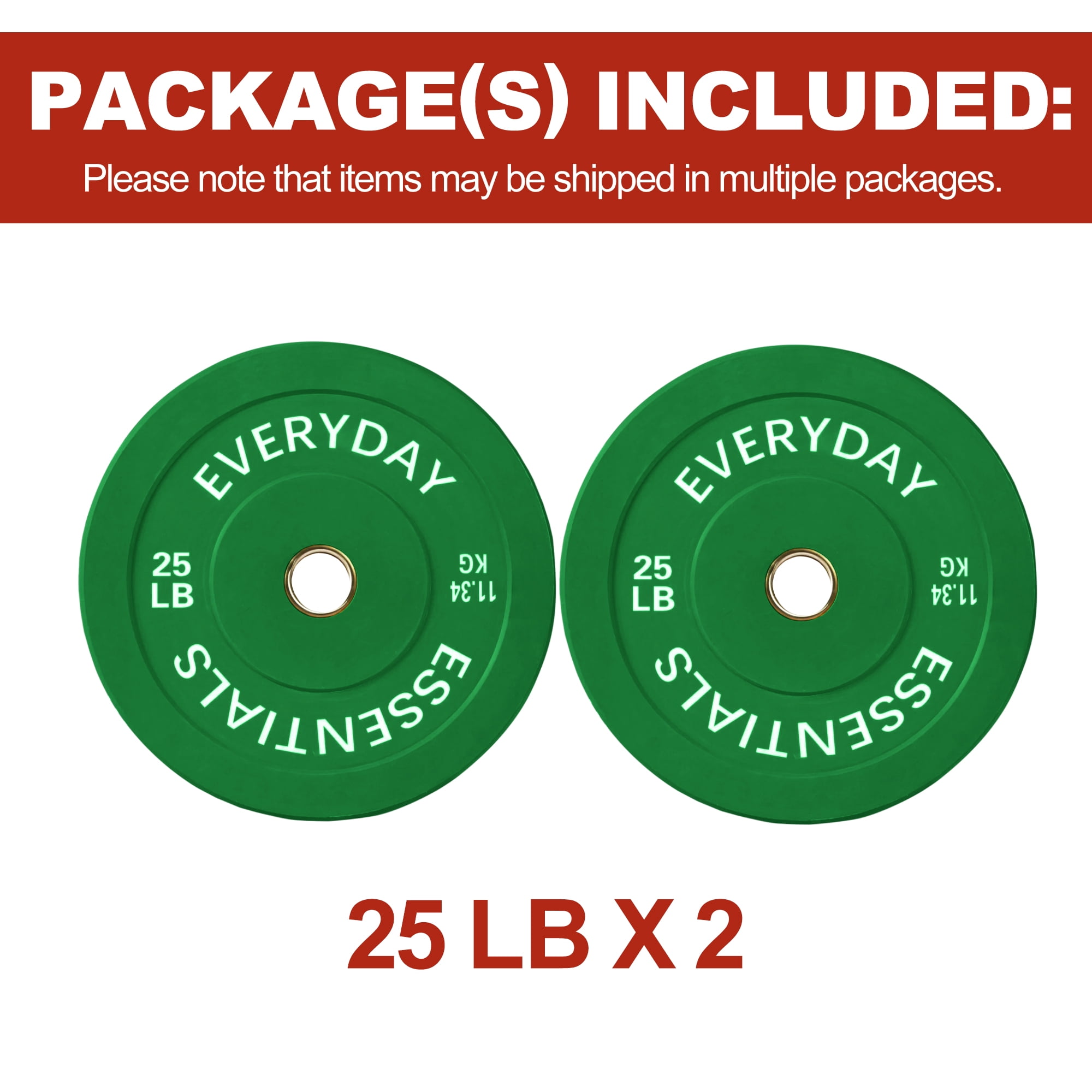 FlexWave 2-Inch Olympic Bumper Weight Plate，with Steel Hub, Multicolored, Multiple Sizes，Single & Pair, for Strength Training & Home Gym