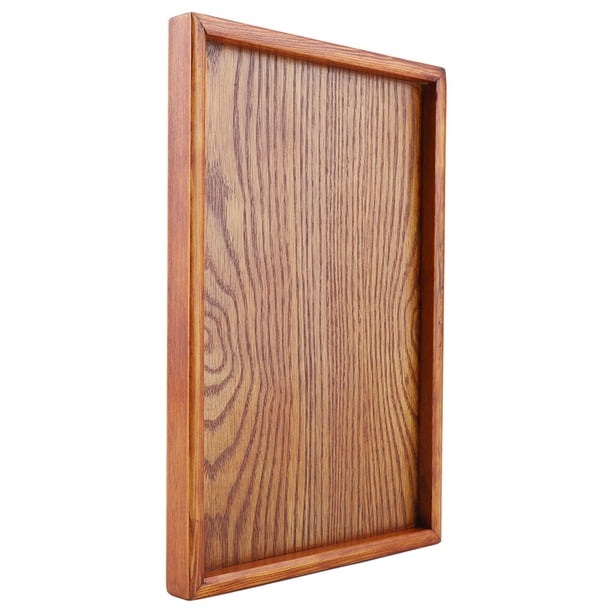 Bandeja rectangular de madera para servir té, plato para mesa, plato para guardar aperitivos y alimentos para hoteles y hogares (30 x 20 cm)