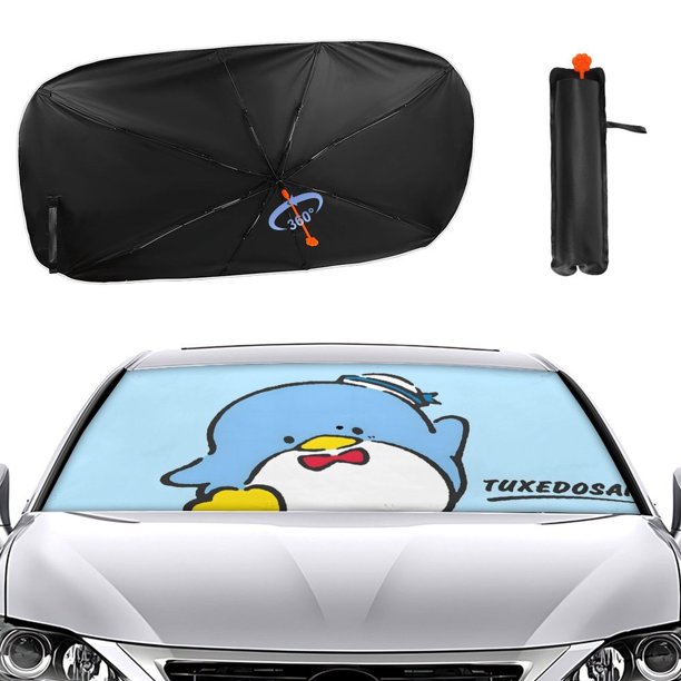 Tuxedo Sam Sombrilla Solar para Auto - Protector de Parabrisas Plegable | Cortina Solar Delantero | Bloqueo UV y Aislamiento de Calor 133x73cm