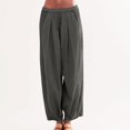thumbnail image 2 of Brglopf Womens Baggy Wide Leg Pants Cotton Linen Elastic Waisted Loose Palazzo Harem Pants Beach Lounge Trousers with Pockets, 2 of 9