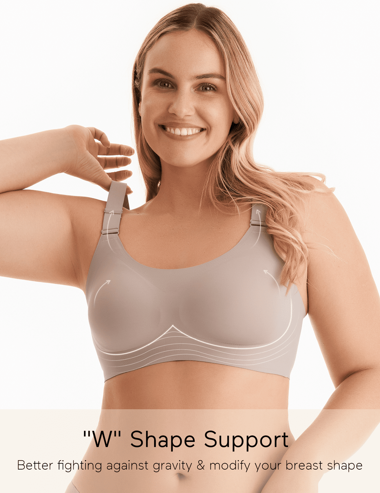 Momcozy Seamless Bra for Women, Wireless Invisible Support Bra, Comfortable Soft Adjustable, Light Curry