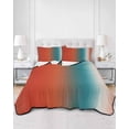thumbnail image 2 of Twin Quilt Bedding Set, Red Teal Orange Ombre Reversible Summer Quilt 3 Pieces, Modern Art Aesthetics Abstract Lightweight Bedspreads Coverlets with 2 Pillow Shams for All Seasons, 2 of 5