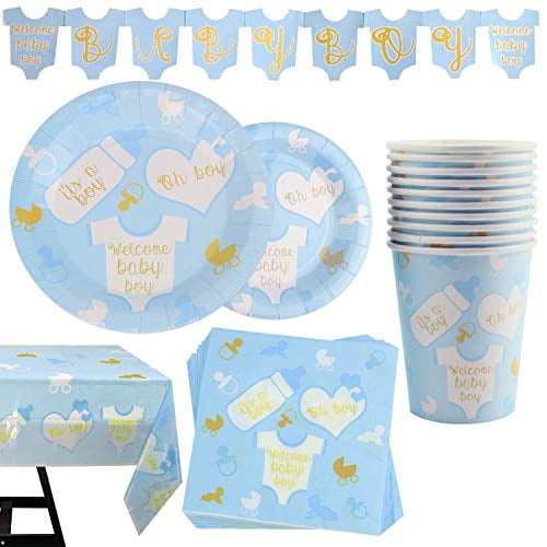 IT'S A BABY BOY SHOWER PARTY SUPPLIES DECORATION 82 PIECES-PERFECT FOR 20 GUEST 