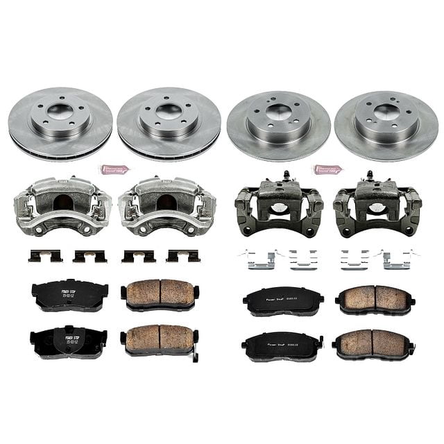 PowerStop Front and Rear Stock Replacement Brake Pad and Rotor Kit with Calipers Fits: INFINITI Select Models KCOE2281