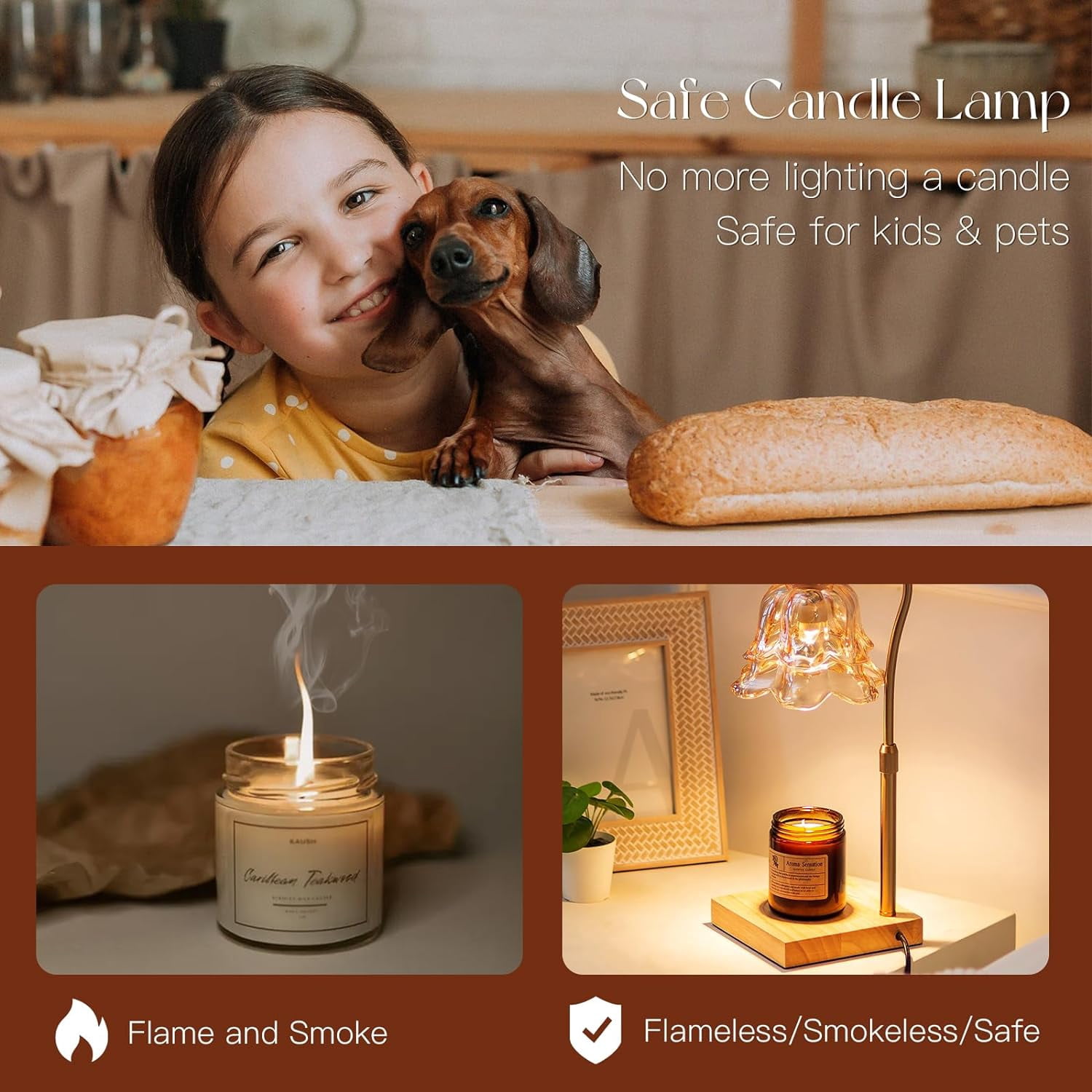 Candle Warmer Lamp with Timer: Flower Gold Lamps Height Adjustable Wax Melt House Warming Gifts New Home Decor Mothers Day Birthday Gift for Women Mom