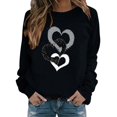 thumbnail image 2 of Suéteres Hanzidakd para San Valentín para mujer, camisas, cuello redondo, manga larga, estampados, suéteres para mujer, negro, XL, 2 of 4