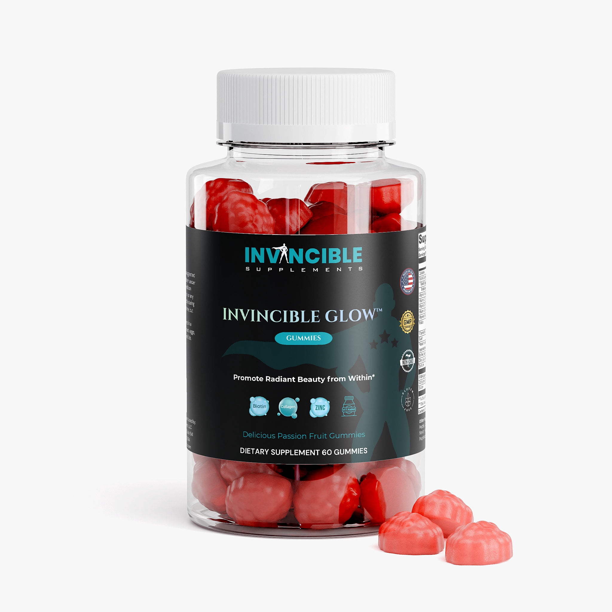 Invincible Supplements Collagen Gummies with Vitamin C - Non-GMO, Lab-Tested, GMP & NSF Certified