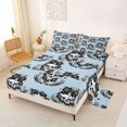 thumbnail image 2 of Manfei Gothic Skull Rose Bed Sheets 4-Piece, Halloween Spooky Flying Bat Full Size Sheets, Light Blue Black,1 Fitted Sheet, 1 Flat Sheet and 2 Pillowcases, 2 of 5