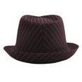 thumbnail image 3 of NoxwB Fashion Fedora Hat Jazz Men Vintage Sun Cap Panama Beach Stripe Bowler Hats Cotton Caps for Summer Brown 58, 3 of 5