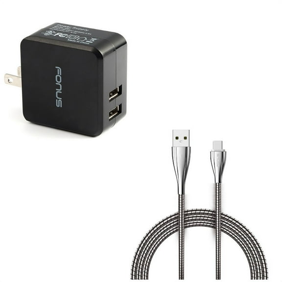 17W Home Charger w 6ft Metal USB Cable A6N for Acer Liquid Jade Primo - Alcatel PulseMix, 7, Idol 5S 5 4S - ASUS Zenfone V Live, ROG Phone, AR 6 5z 4 Pro - Blackberry Motion, Key2, KEYone, LE