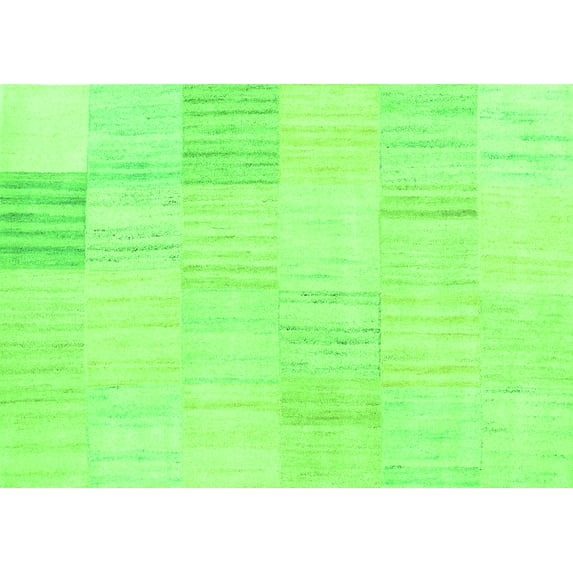 Ahgly Company Indoor Rectangle Solid Green Modern Area Rugs, 2' x 5'