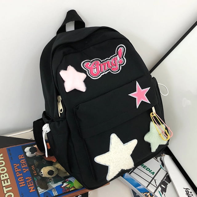 Mochila para ordenador portátil de uso diario para mujer bolsa de viaje al aire libre con apliques de estrellas de gran capacidad