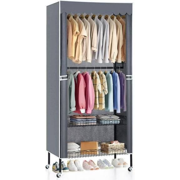Clothing Rack, Robust Wardrobe Organizer with 700LBS Load Capacity, Adjustable Metal Garment Rack for Hanging Clothes - Wire Closet Rack for a Sturdy Wardrobe (31" W x 70" H x 117" D)