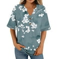 thumbnail image 5 of Your-Sty Button V Neck T Shirts for Women Rolled Short Sleeve Loose Fit Casual Summer Tops Tee Shirts, 5 of 7