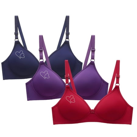Brondbend Sports Bras for Women 3pcs Wireless Full Coverage Minimizer Adjustable Straps Smooth Lift Deep Cup Padded Everyday Bra Stylish Bralette for Casual Festival Gift Red XL